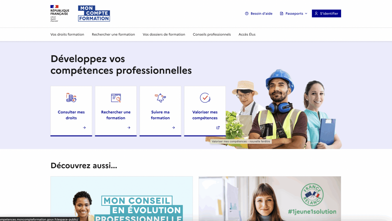 Mon compte Formation pour formation 3d cpf