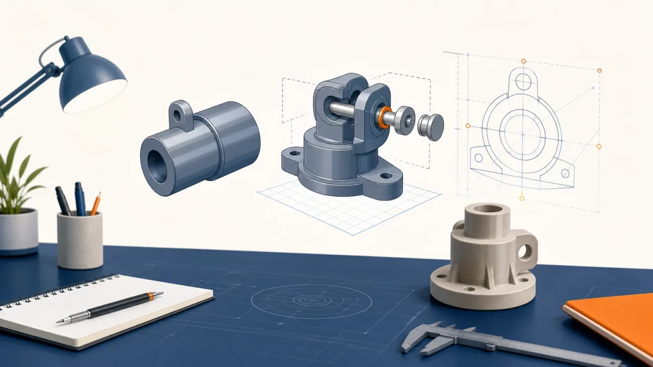 Illustration d’un modèle numérique 3D associé à un prototype physique