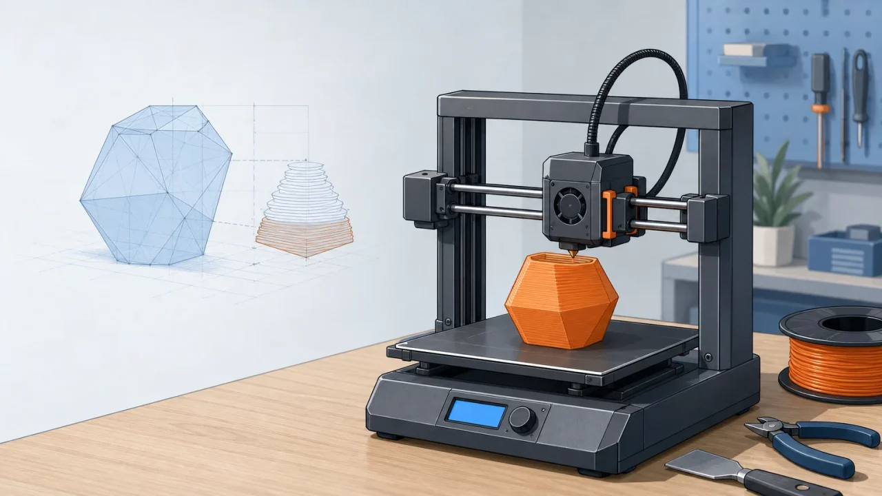 Imprimante 3D construisant un objet couche par couche