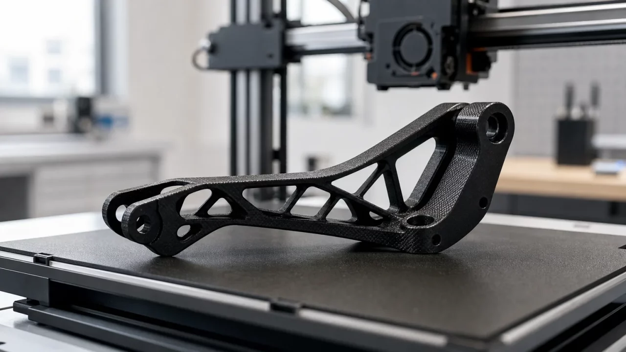 Pièce technique imprimée en 3D avec un composite renforcé de fibres de carbone